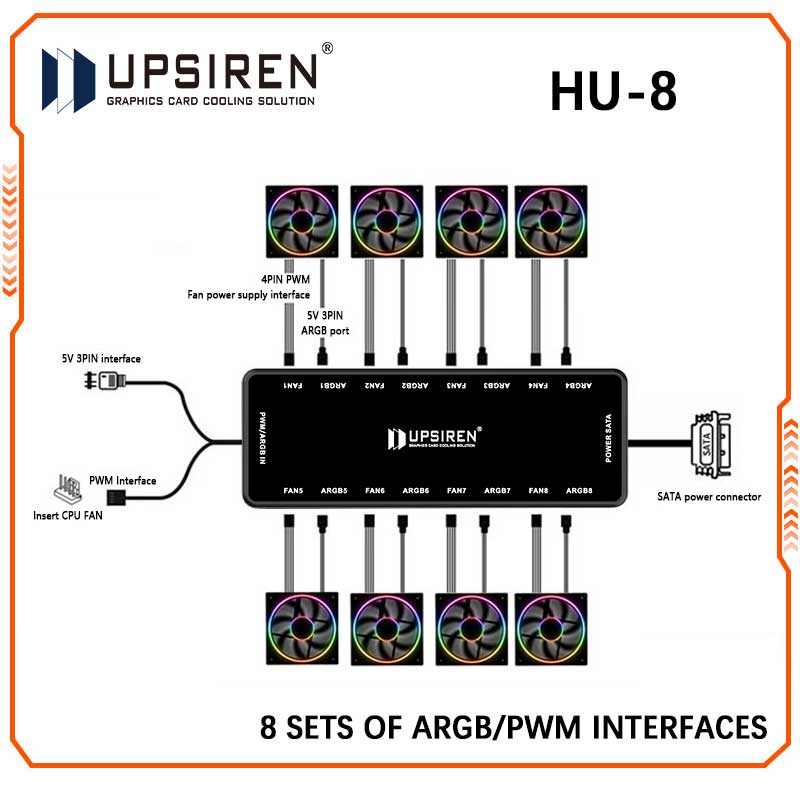 Fan Hub Rgb Controller - UPSIREN HU-8 Hub ventola chassis, 8
